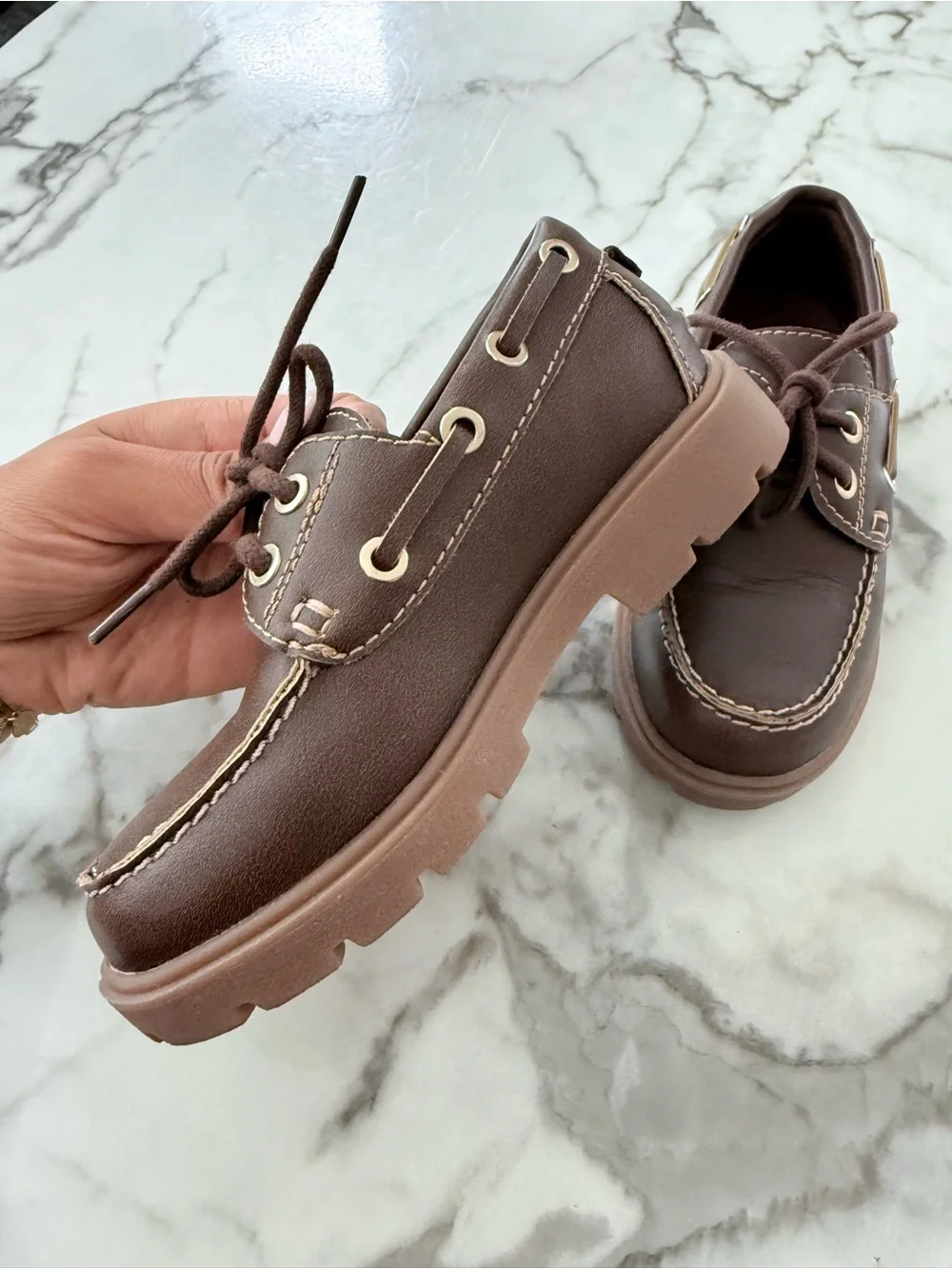 H&M Brown Kids Boat Shoes with Contrast Stitching